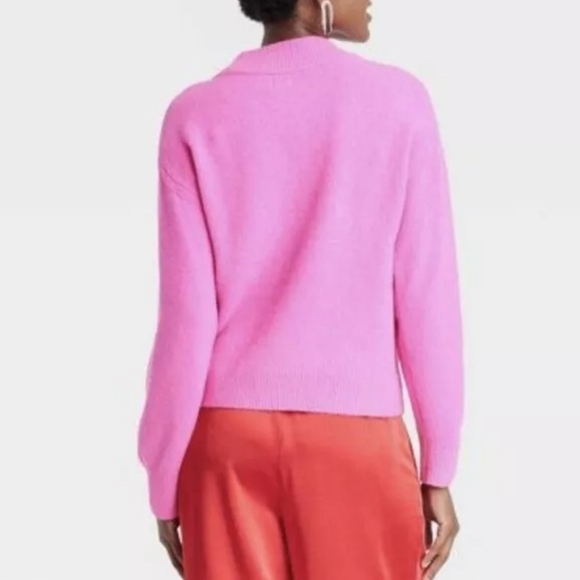 Crewneck Graphic Warm Fuzzies Pullover Pink Sweater | A New Day | OVERSIZED XS - Picture 2 of 11